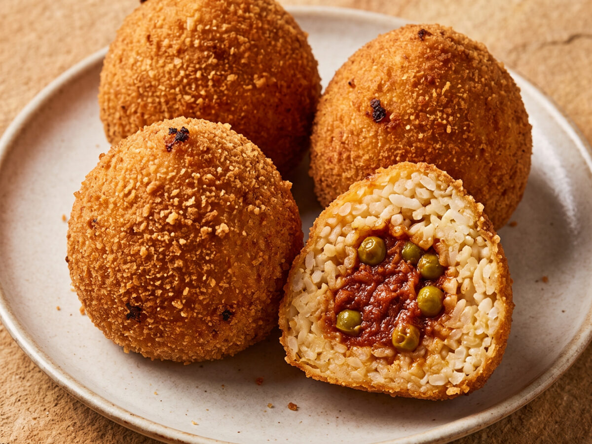 Arancine al ragù e piselli aus Sizilien