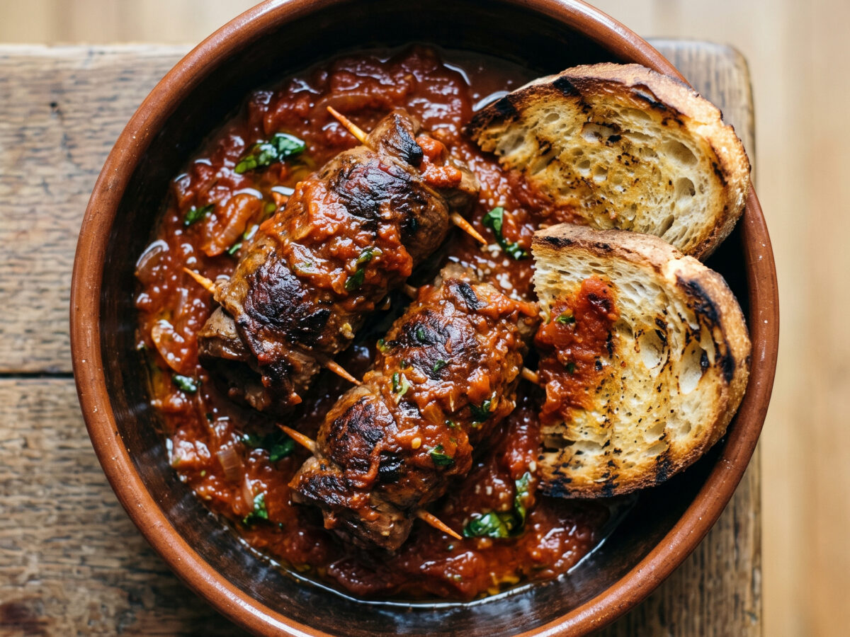 Braciole di cavallo al sugo – geschmorte Involtini aus Apulien