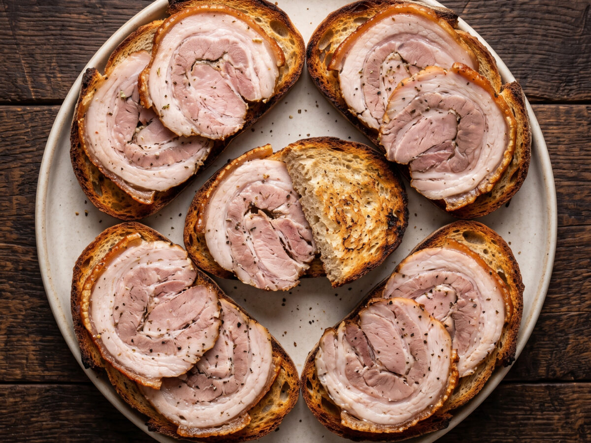 Bruschette con porchetta di Ariccia