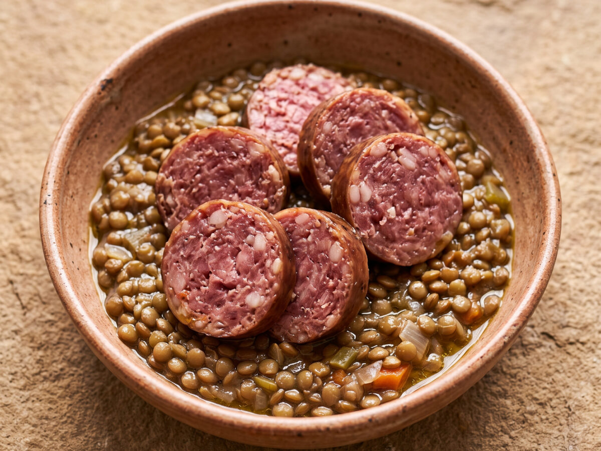 Cotechino con lenticchie aus Emilia-Romagna