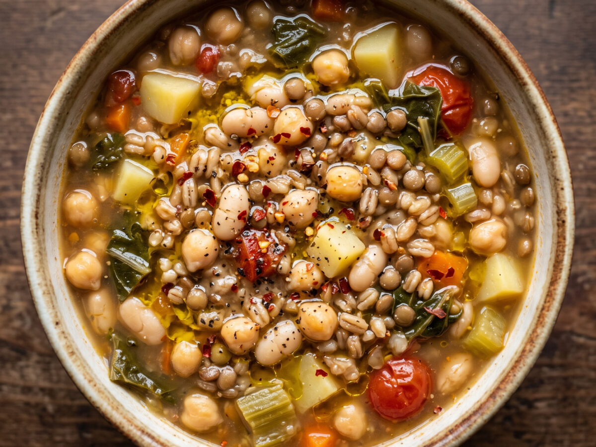Crapiata materana: Suppe aus Hülsenfrüchten und Weizen