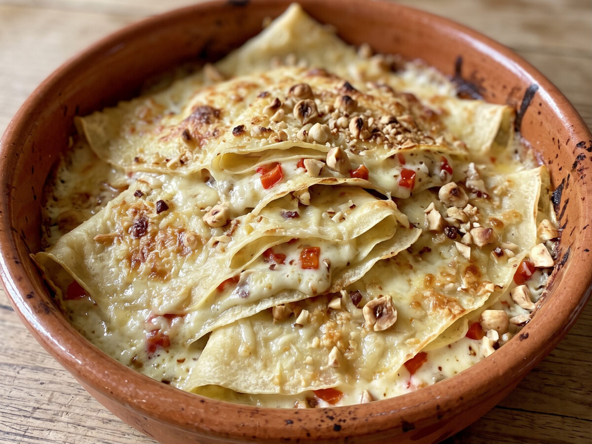 Crespelle alla piemontese mit Paprika und Haselnüssen
