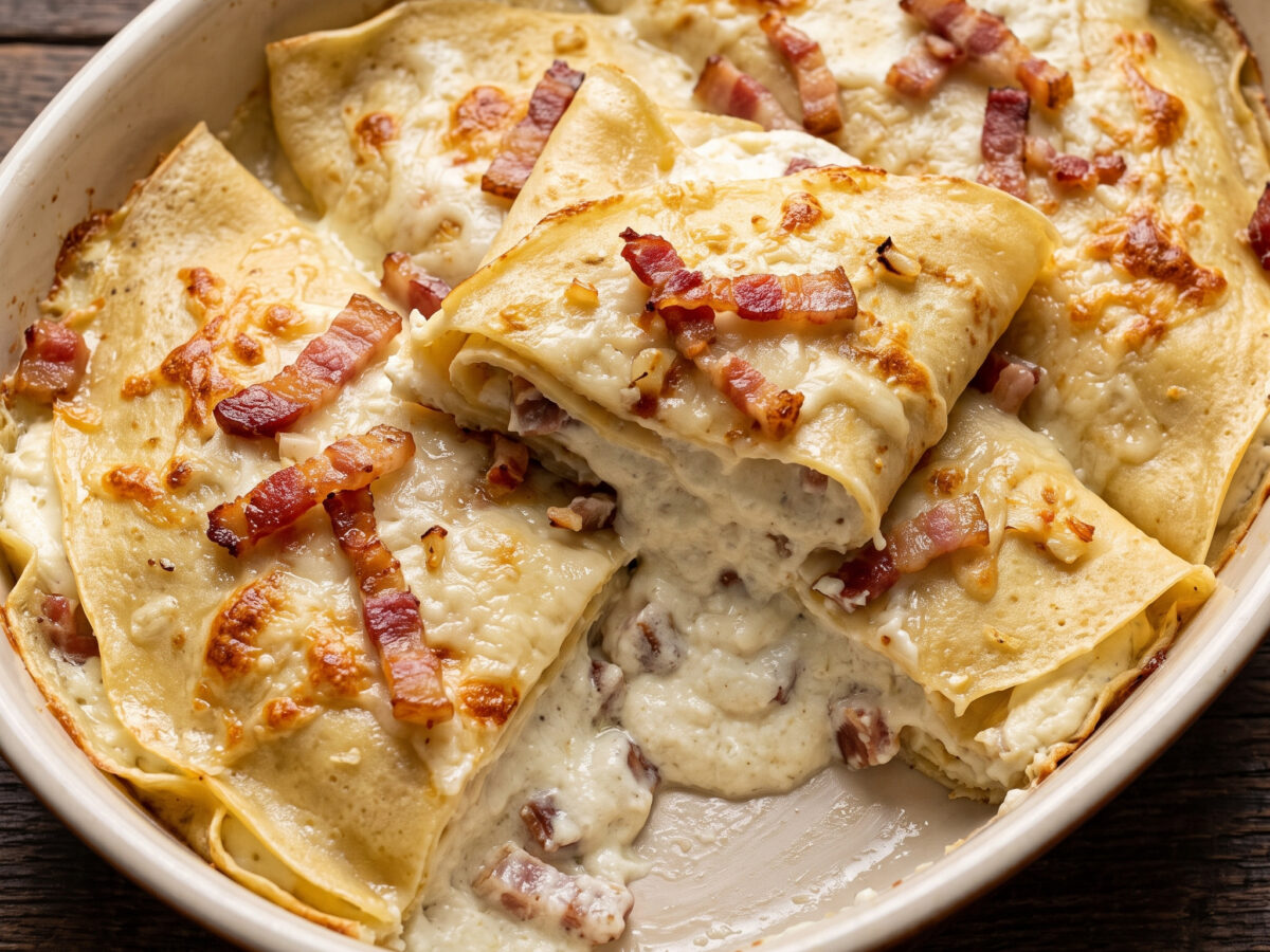 Goldbraune Crespelle mit römischer Füllung