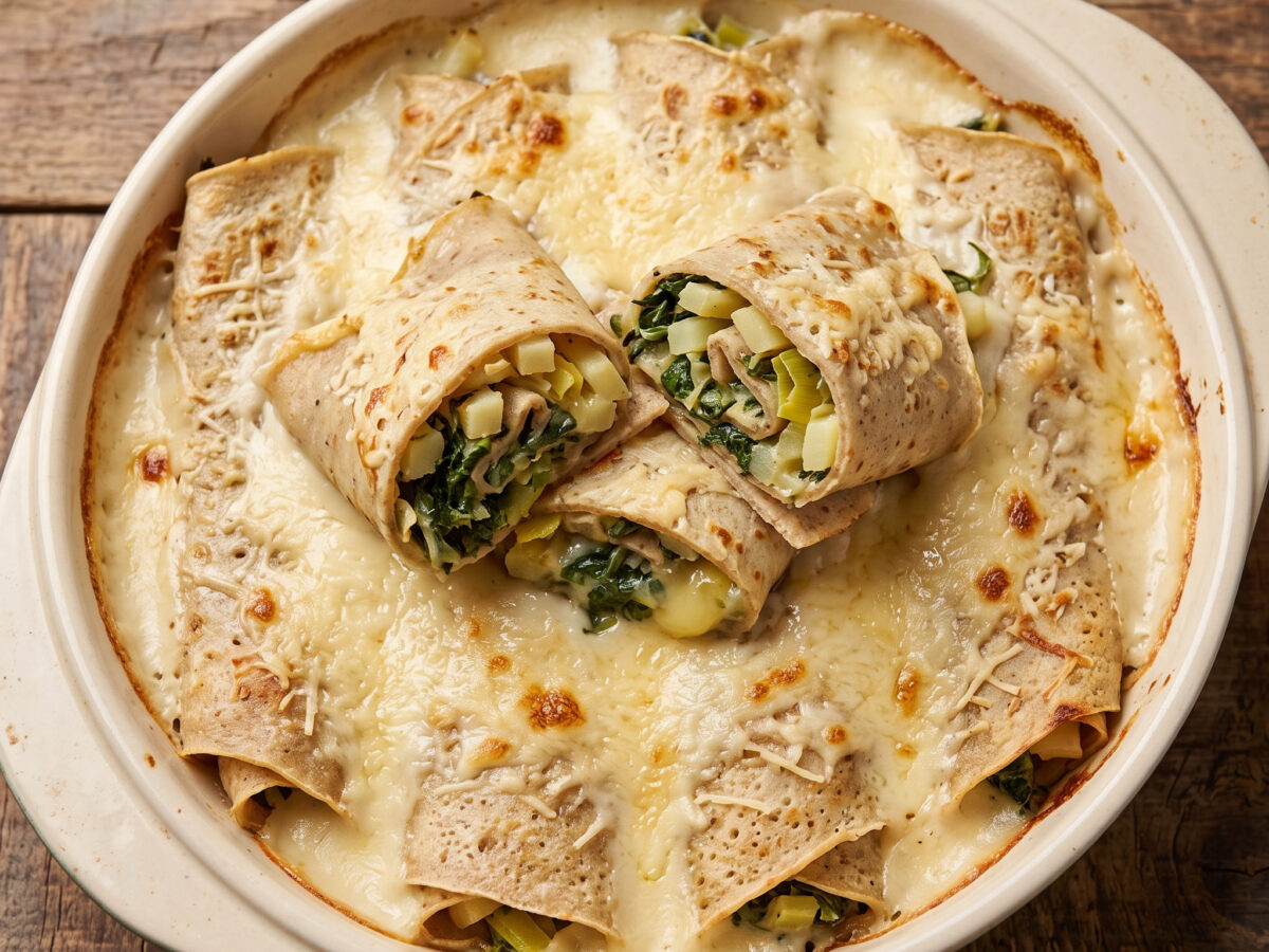 Crespelle con erbette e Casera aus der Lombardei