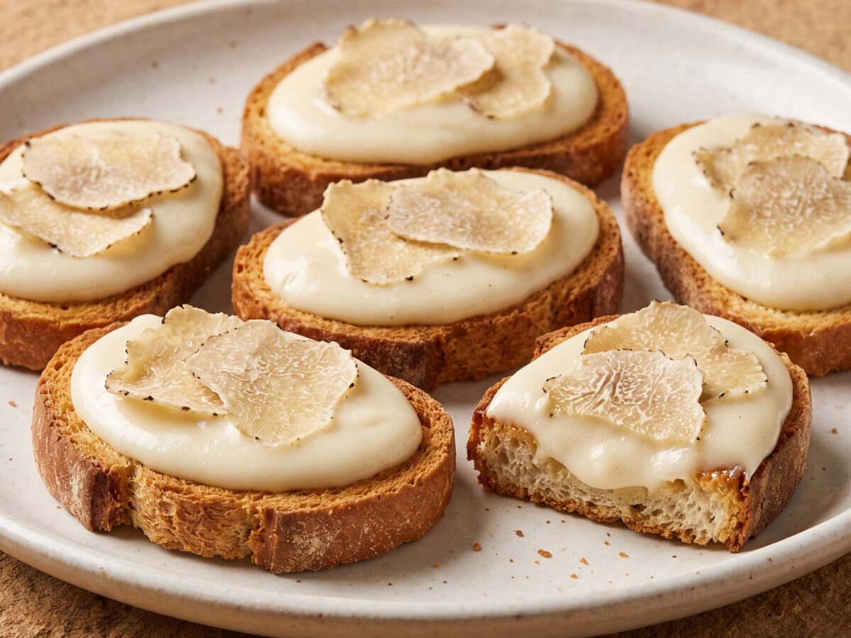 Crostini mit piemontesischer Fonduta und weißem Trüffel