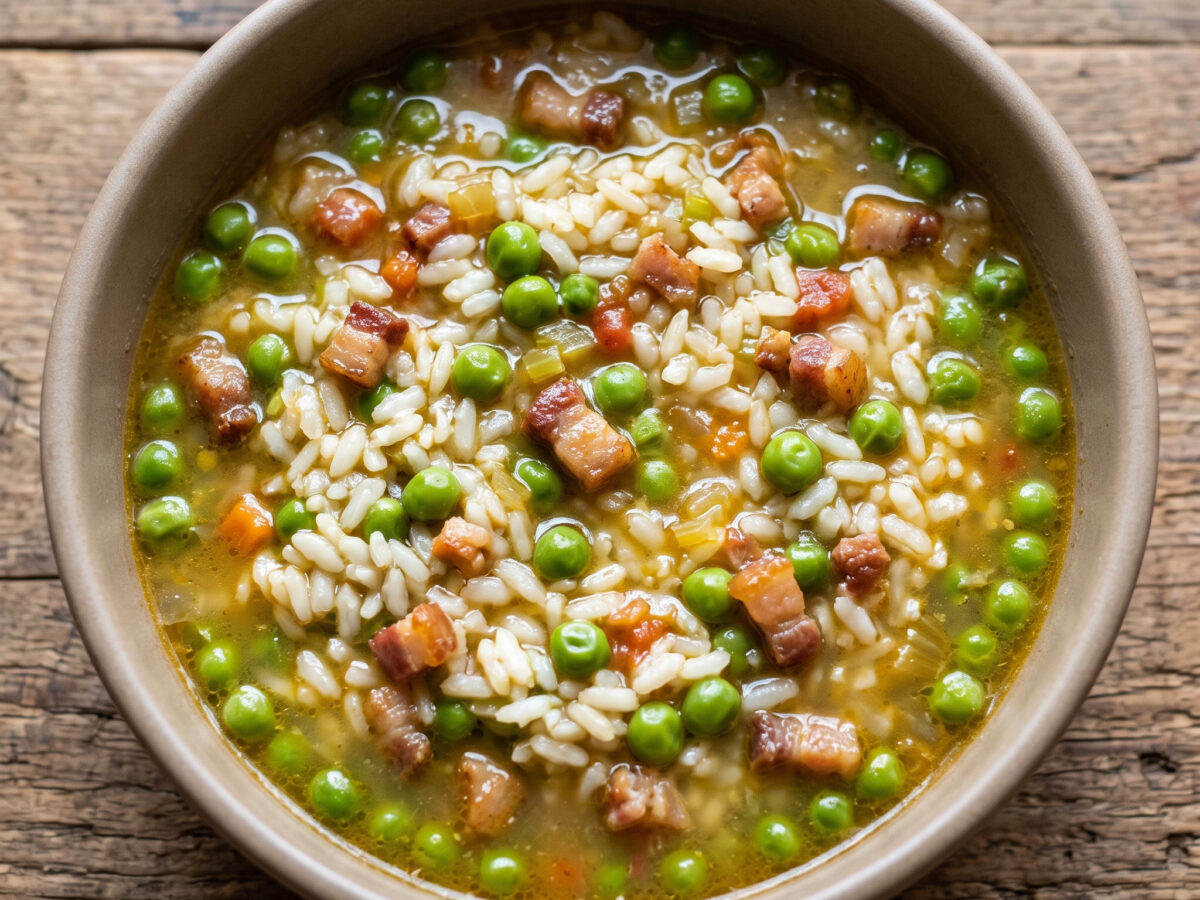Erbsen, Reis und Pecorino