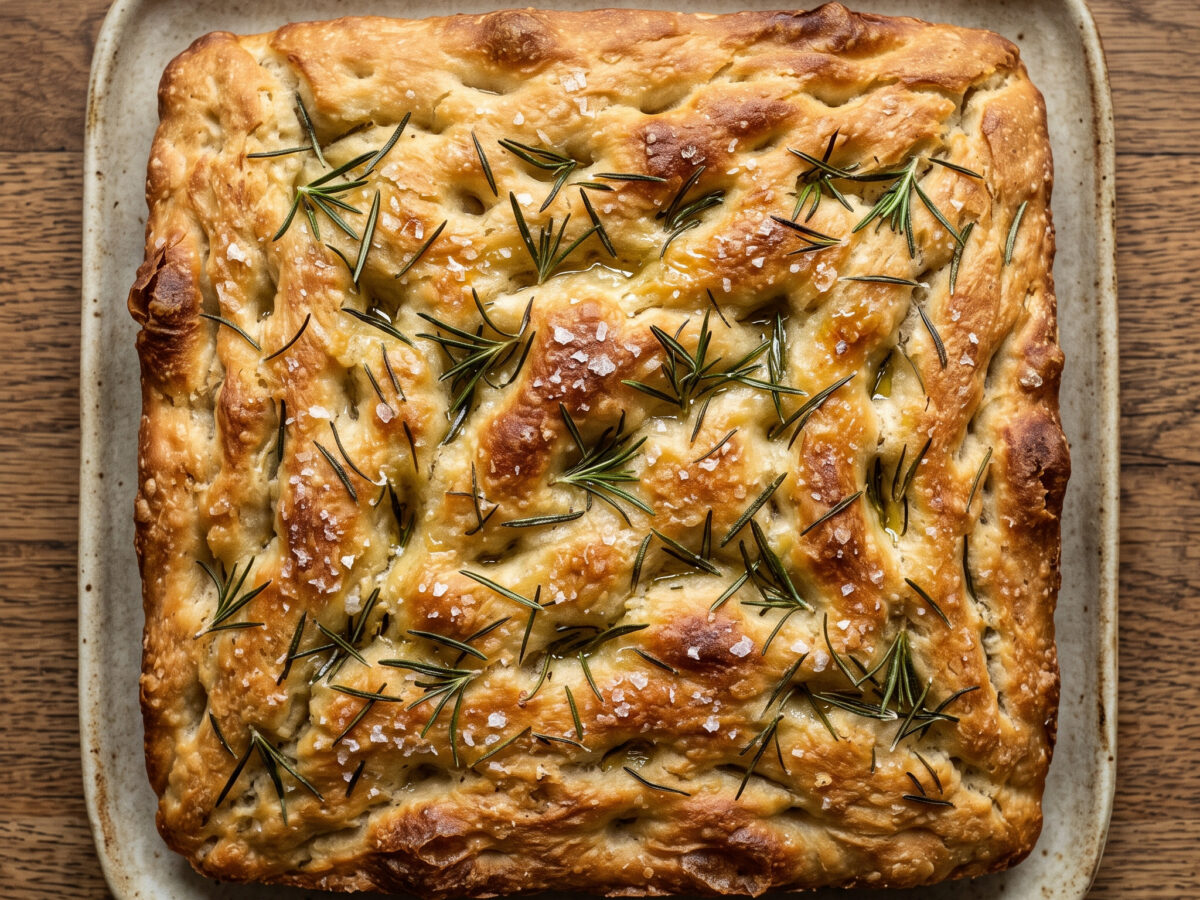 Focaccia al rosmarino mit goldener Kruste
