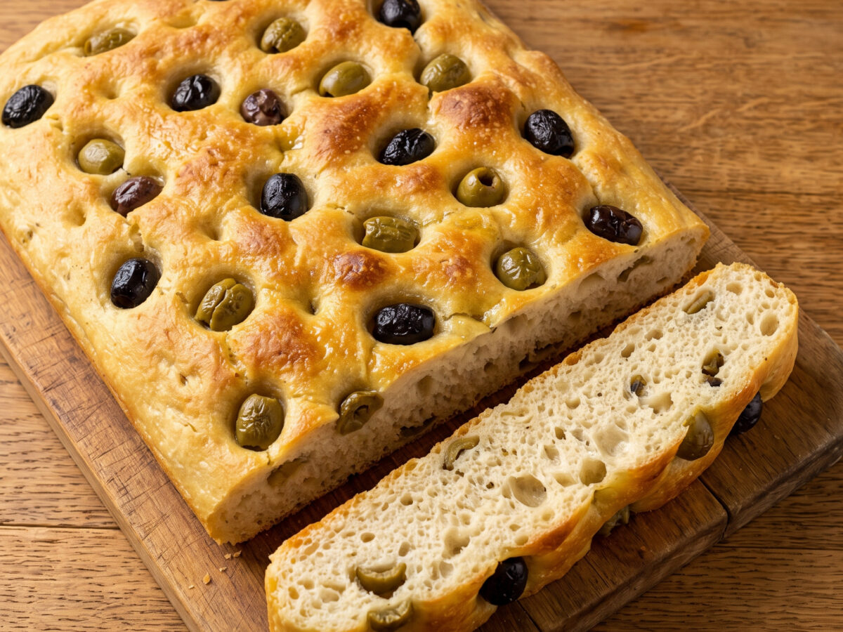 Focaccia alle olive – goldbraun und würzig
