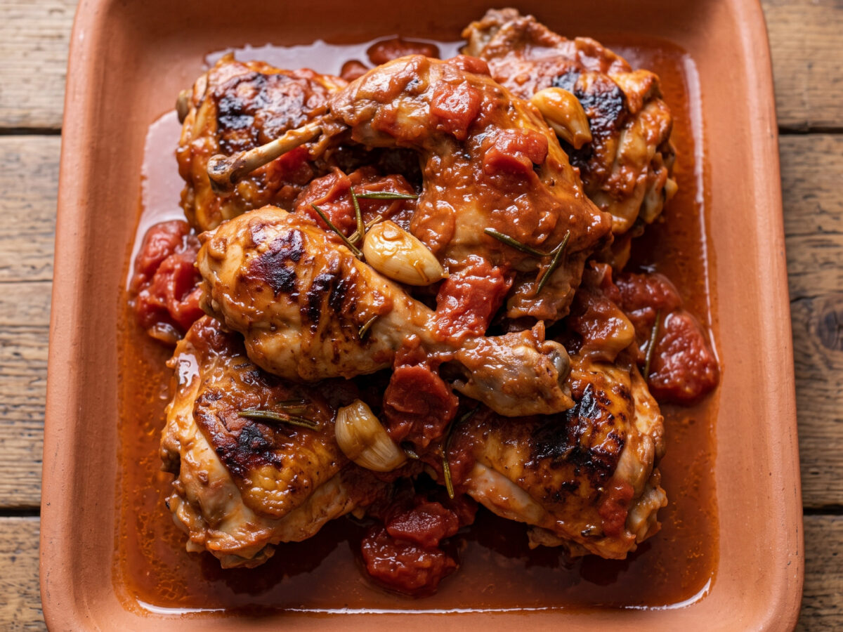 Friccò all’eugubina – umbrisches Schmorgericht mit Huhn und Kaninchen