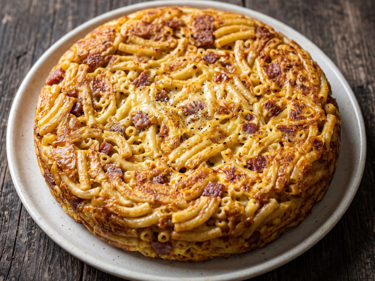 Frittata di maccheroni mit Provola und Salame
