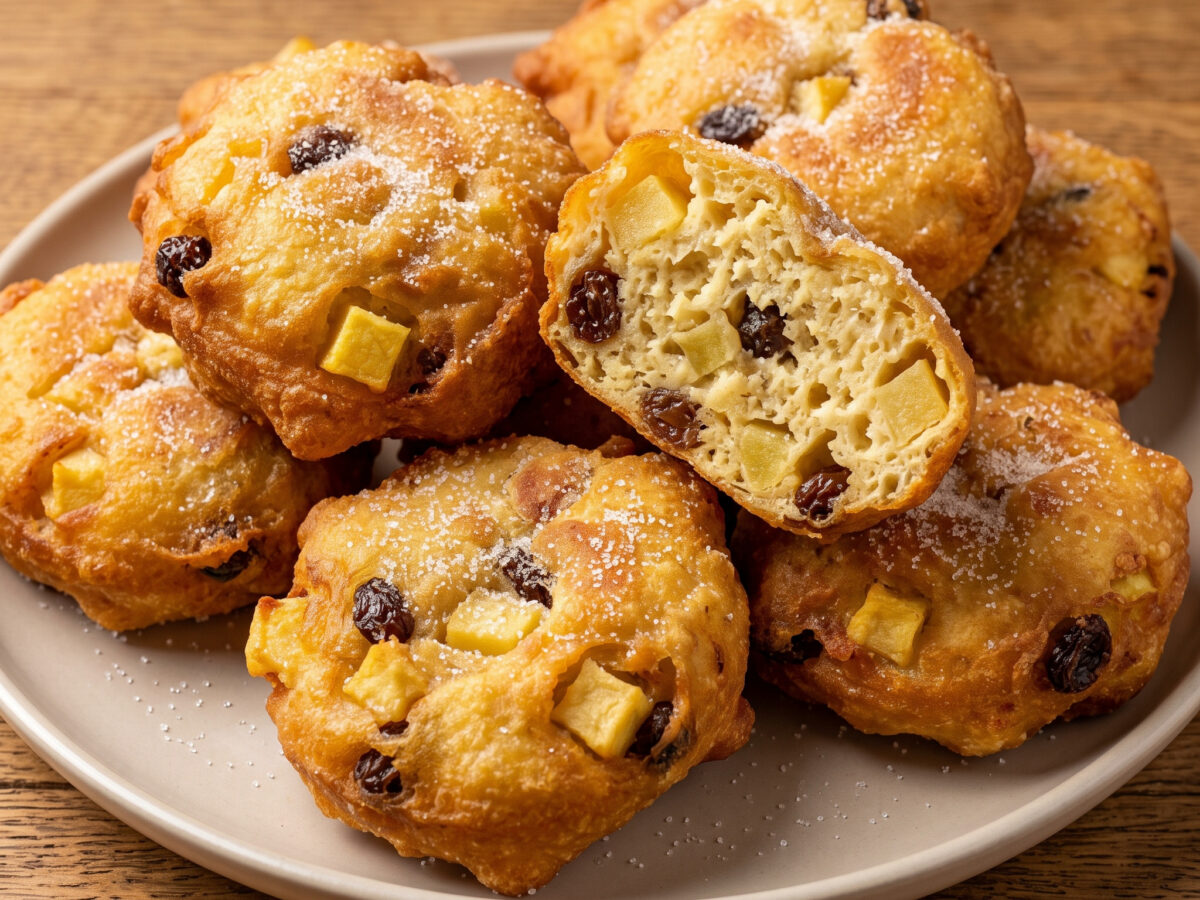 Frittelle di San Giuseppe mit Äpfeln und Rosinen