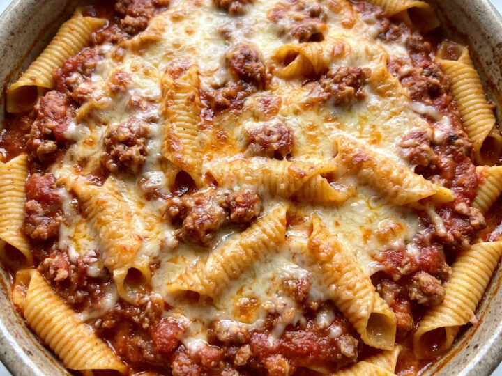 Garganelli al forno mit Fleischragù