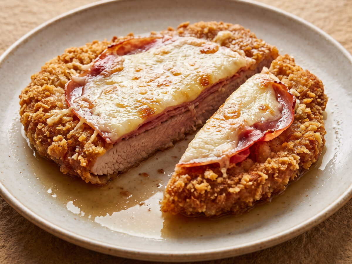 Goldbraune Kalbsschnitte aus Bologna