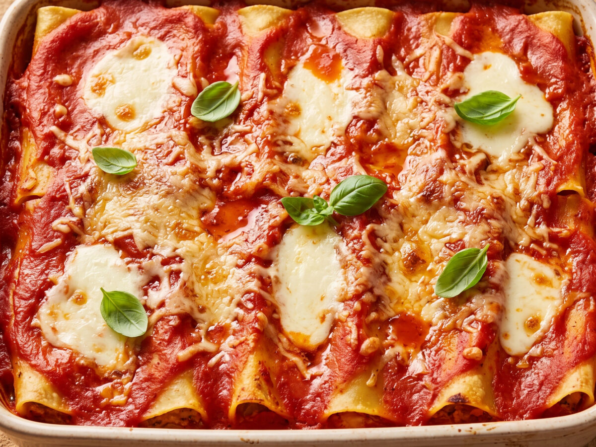 Goldbraune Ofenpasta aus Sorrent