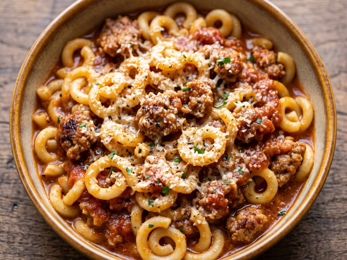 Gramigna alla salsiccia: frische Pasta mit Salsiccia-Ragù