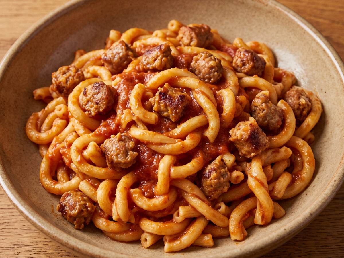Gramigna con salsiccia aus der Emilia-Romagna