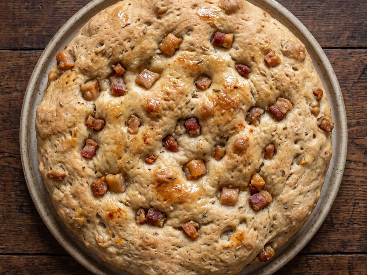 Herzhafte Pizza mit Schweineciccioli