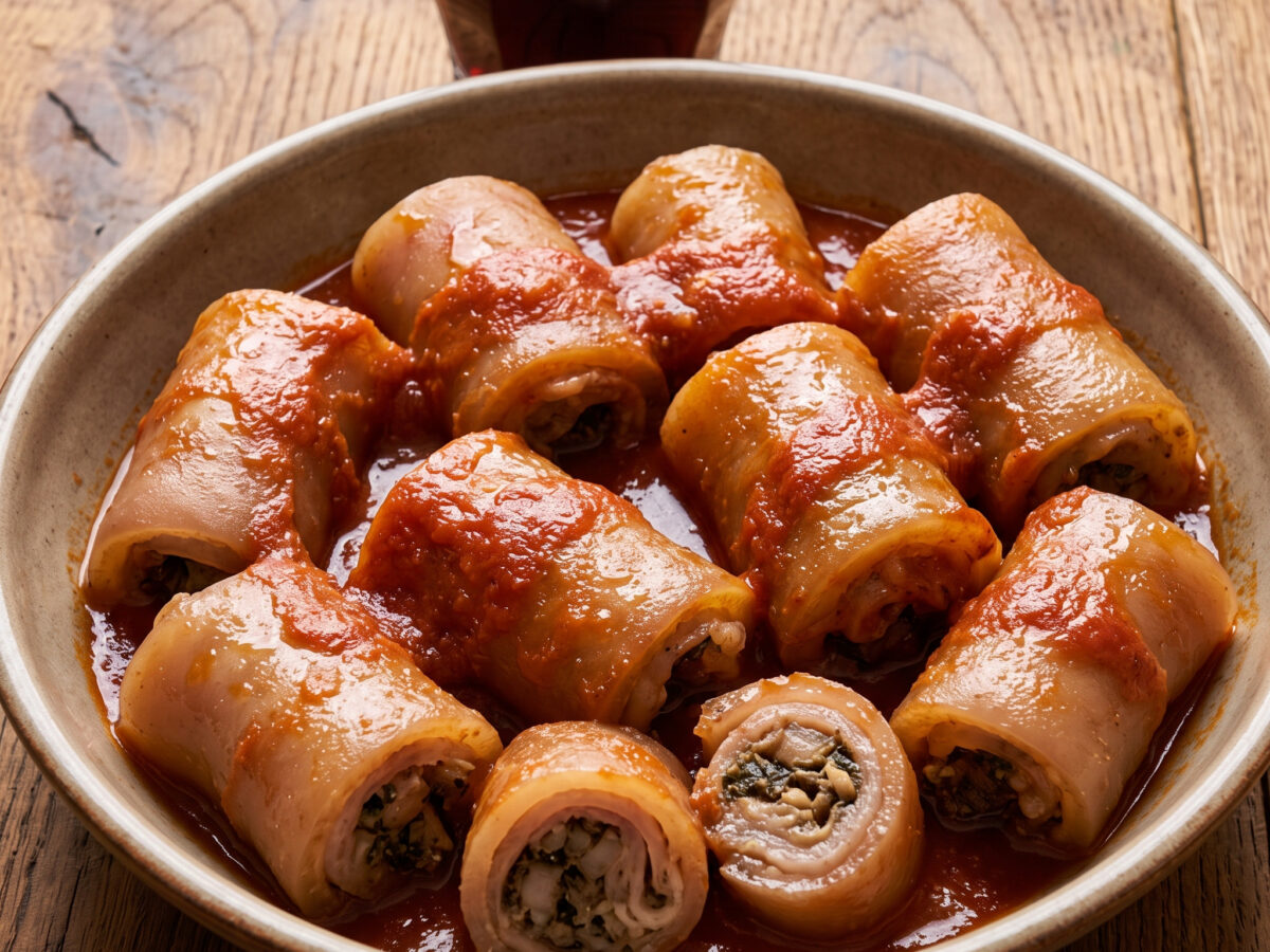 Involtini di cotiche mit Bohnen aus Molise