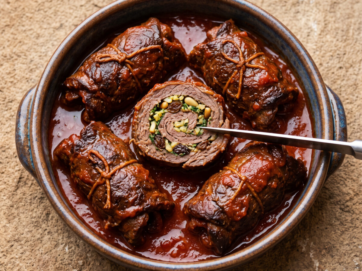 Kampanische Rindfleischrollen im Tomatensugo