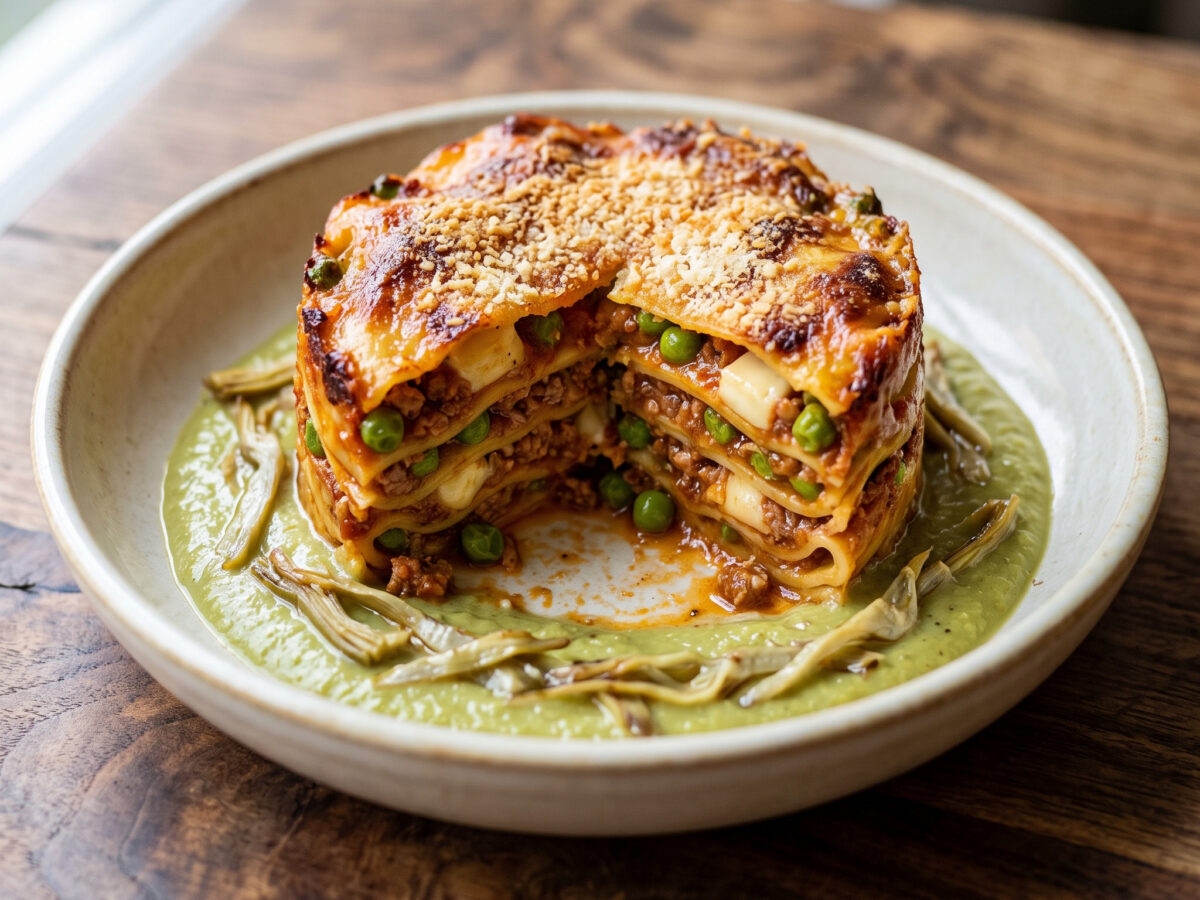 Lammragù, Artischocken und Caciocavallo aus dem Ofen