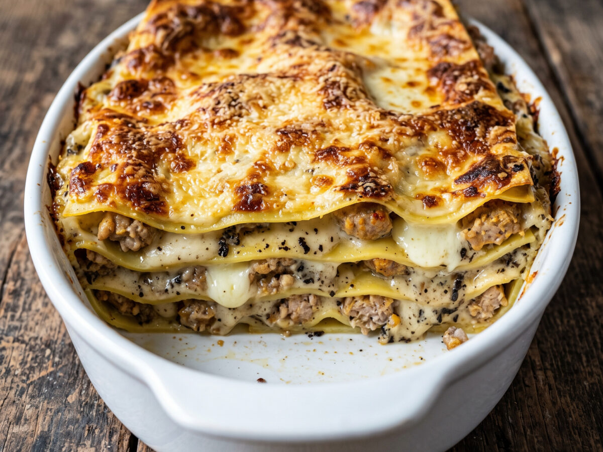 Lasagne al tartufo e salsiccia aus Umbrien