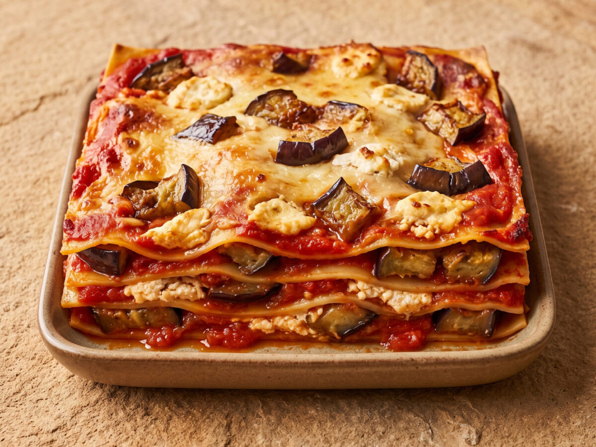 Lasagne alla pugliese mit Aubergine und Ricotta forte