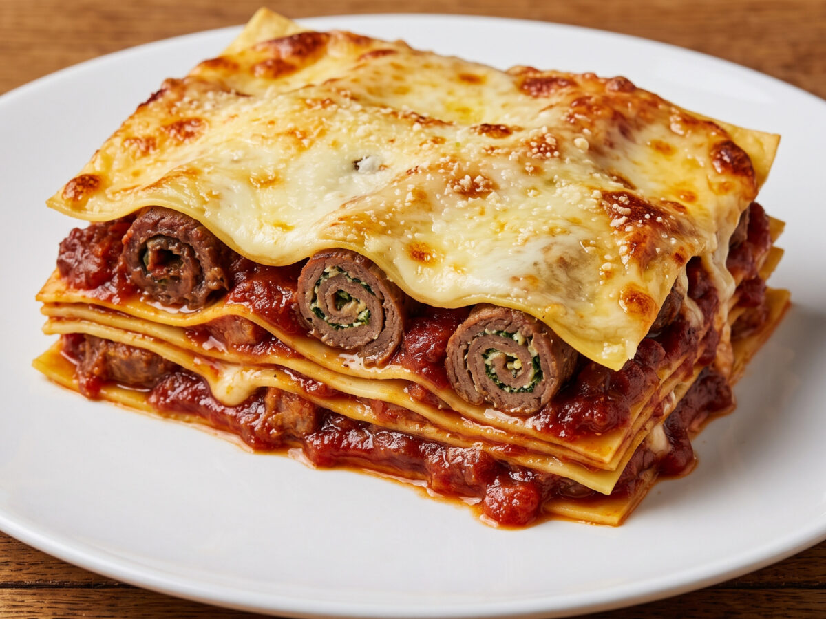Rouladenragù zwischen goldenen Lasagneblättern