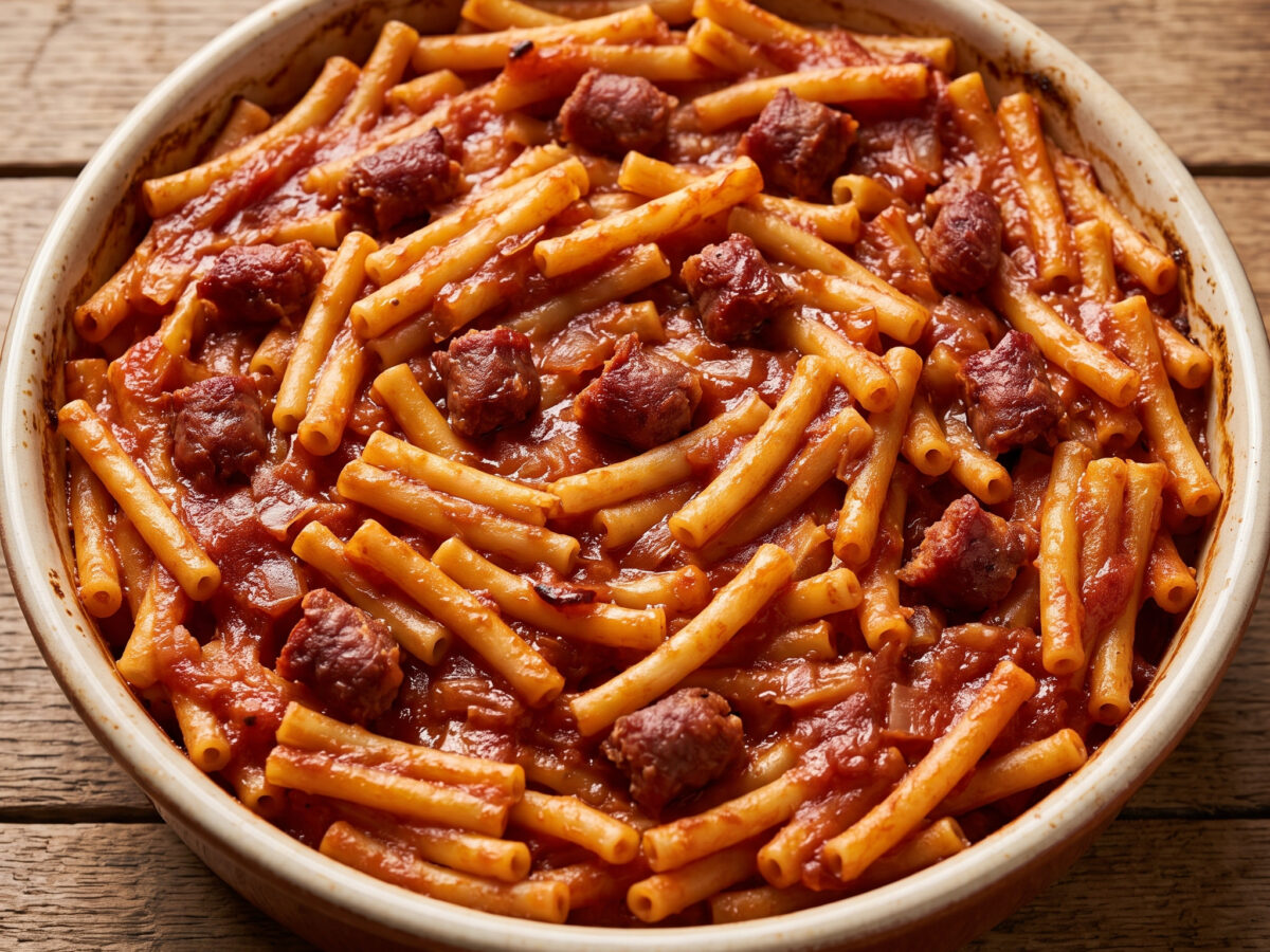 Maccheroncini al forno mit Salsiccia stagionata