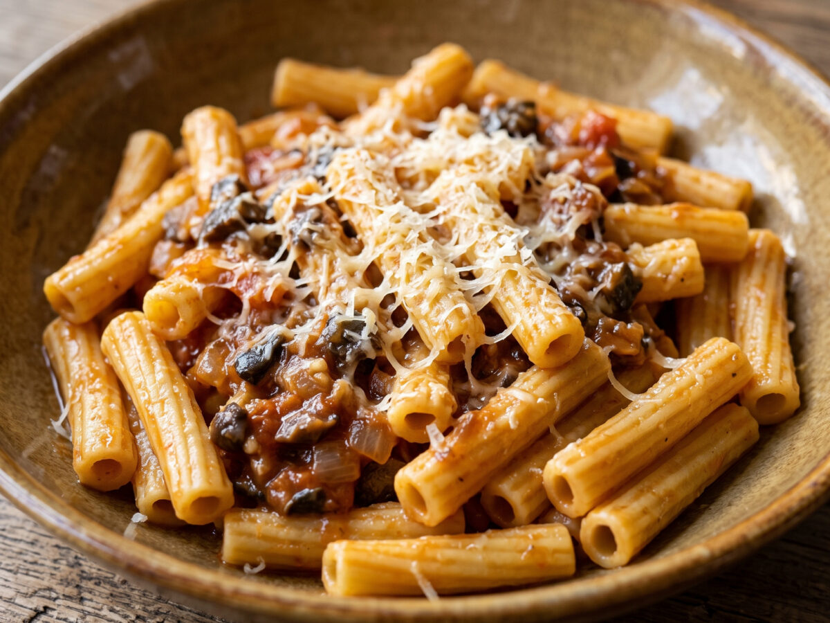 Maccheroni alla Bobbiese mit Pilz-Tomatensauce