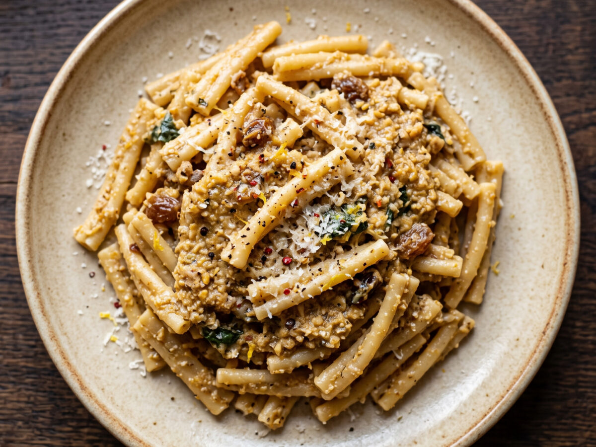 Mantuanische Pasta mit Uvetta und Nüssen