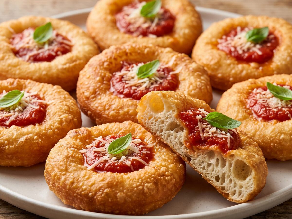 Montanarine aus Kampanien: frittierte Pizzette mit Tomate
