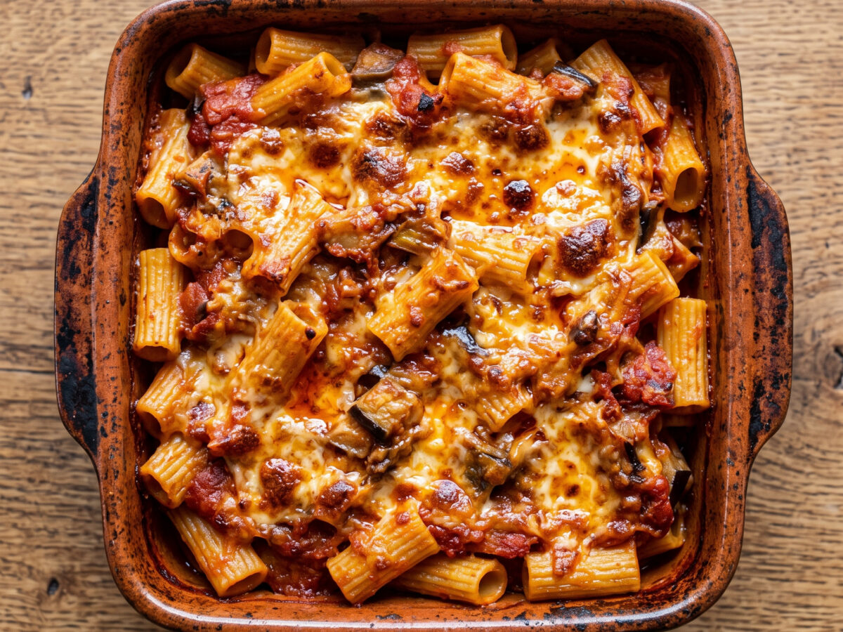 Pasta al forno mit Aubergine und ’nduja