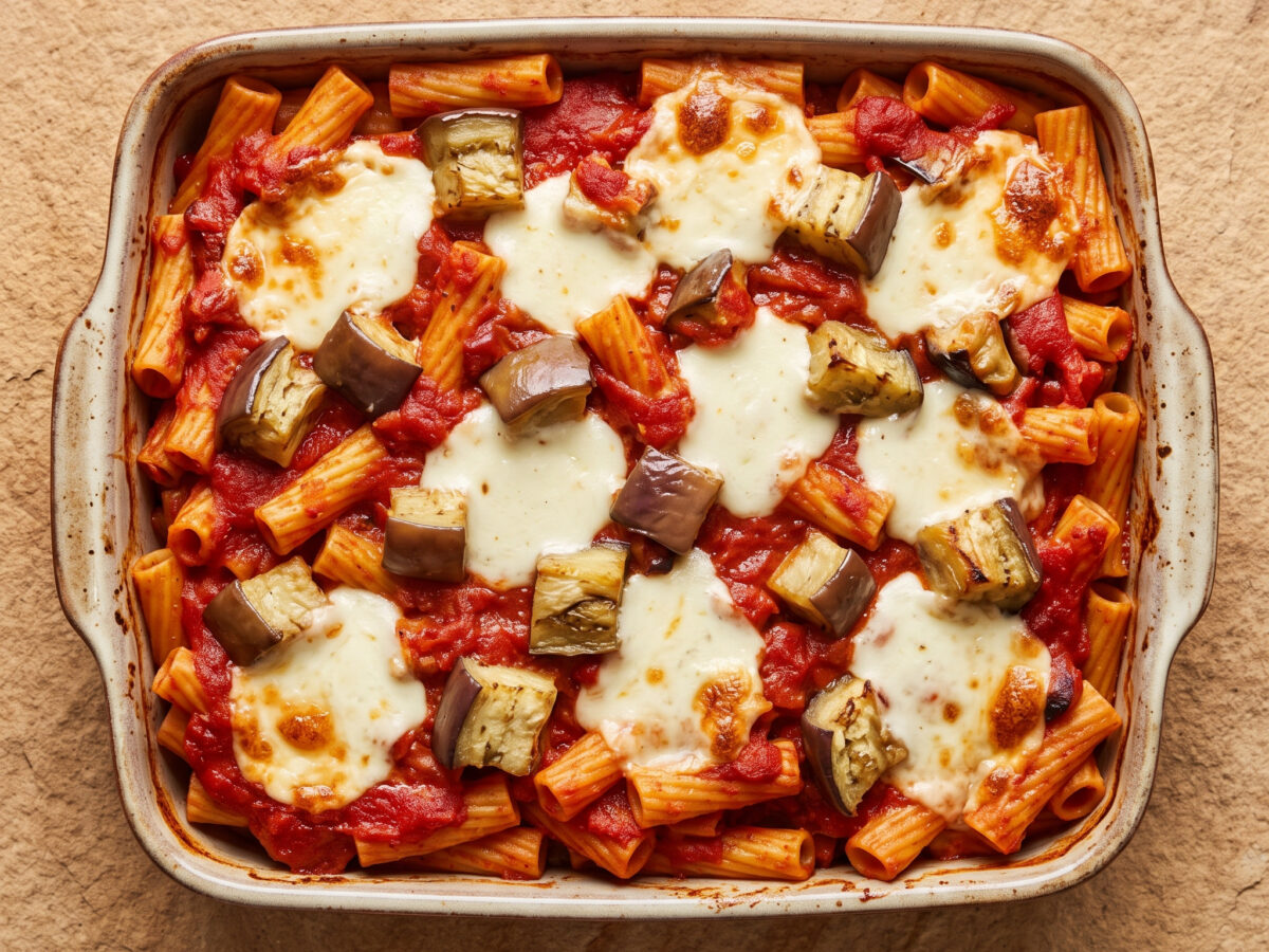 Pasta al forno con melanzane e mozzarella