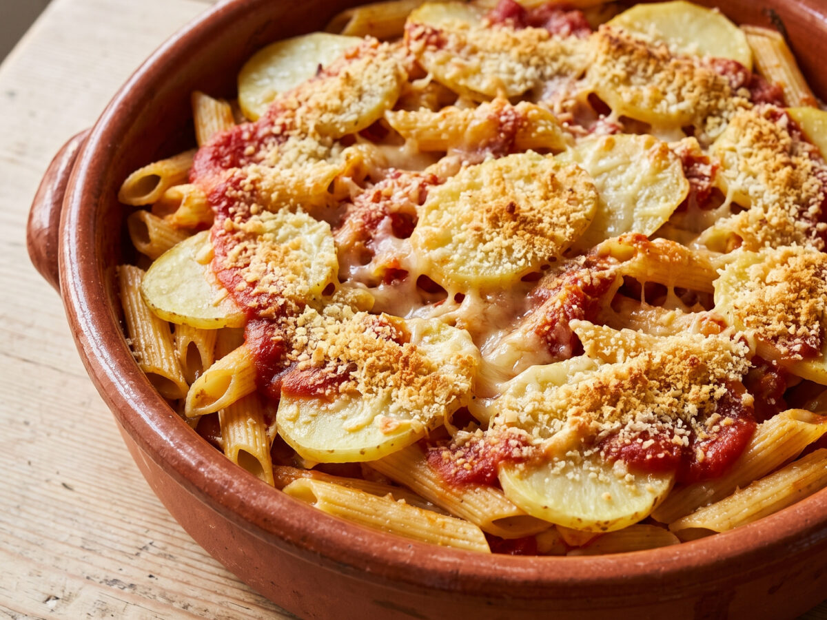 Pasta e patate ara tijeddra – Ofenpasta aus Kalabrien