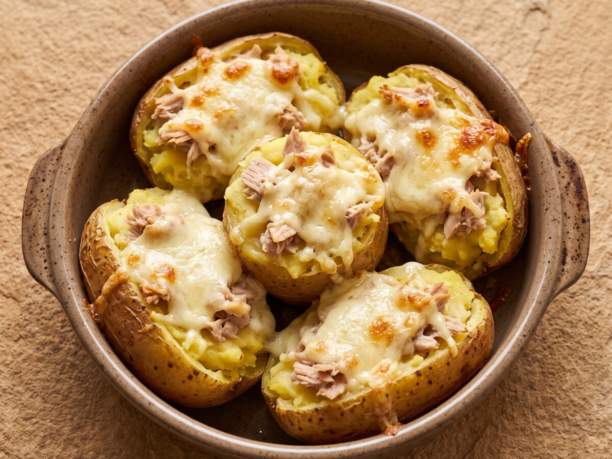 Patate ripiene al forno mit Thunfisch und Mozzarella
