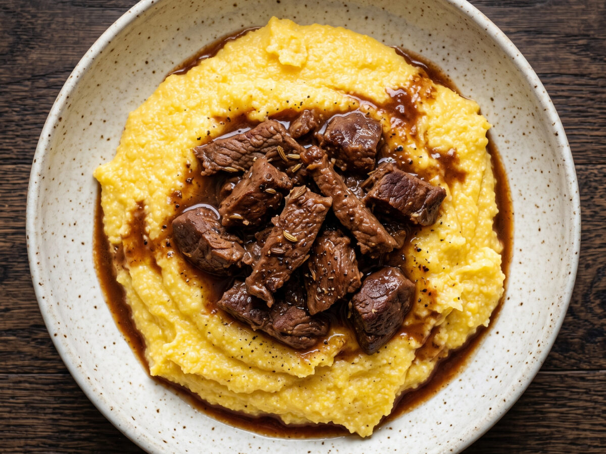 Polenta e bruscitt aus der Lombardei