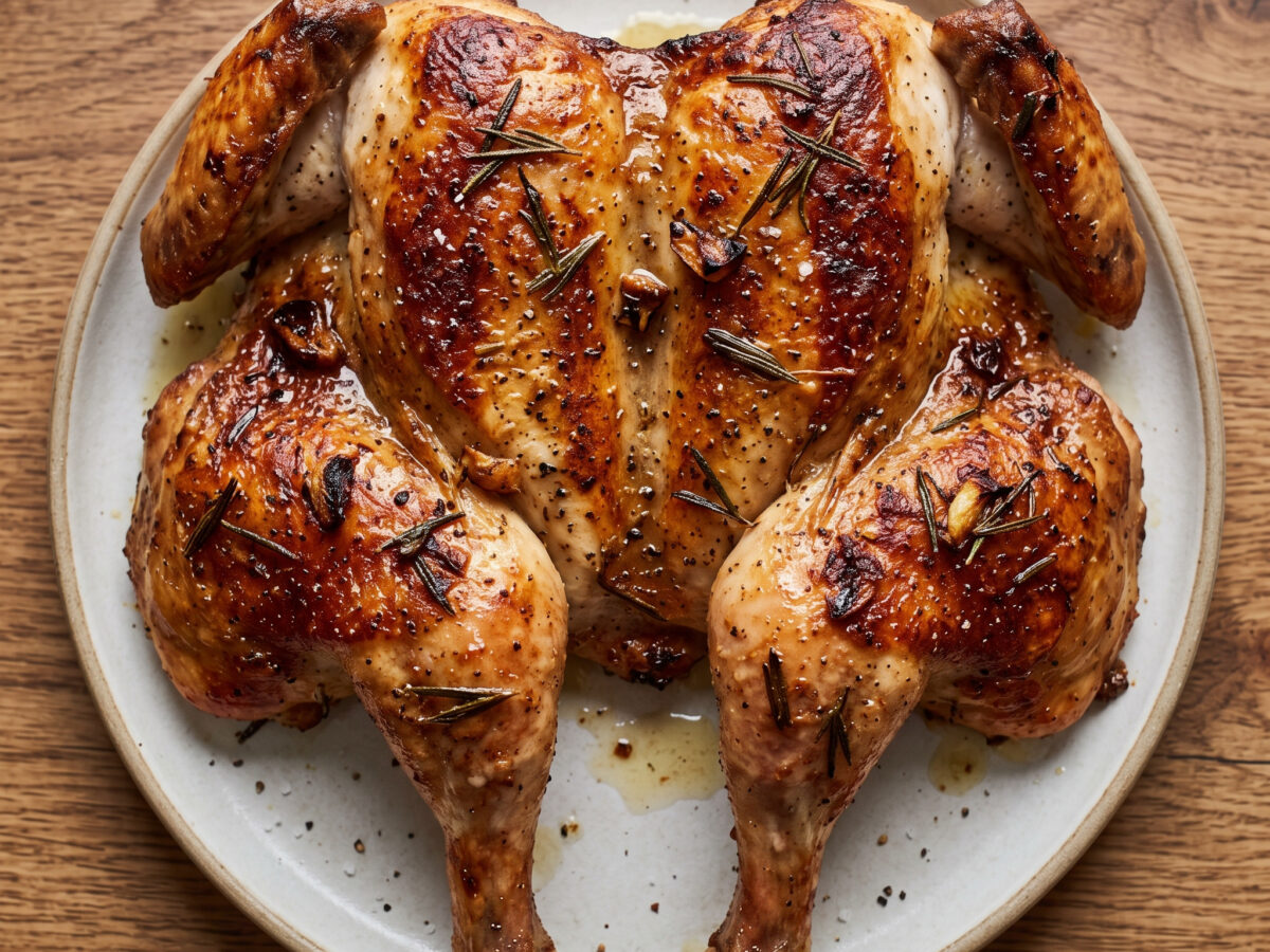 Pollo al mattone: Toskanisches Hähnchen unter Gewicht