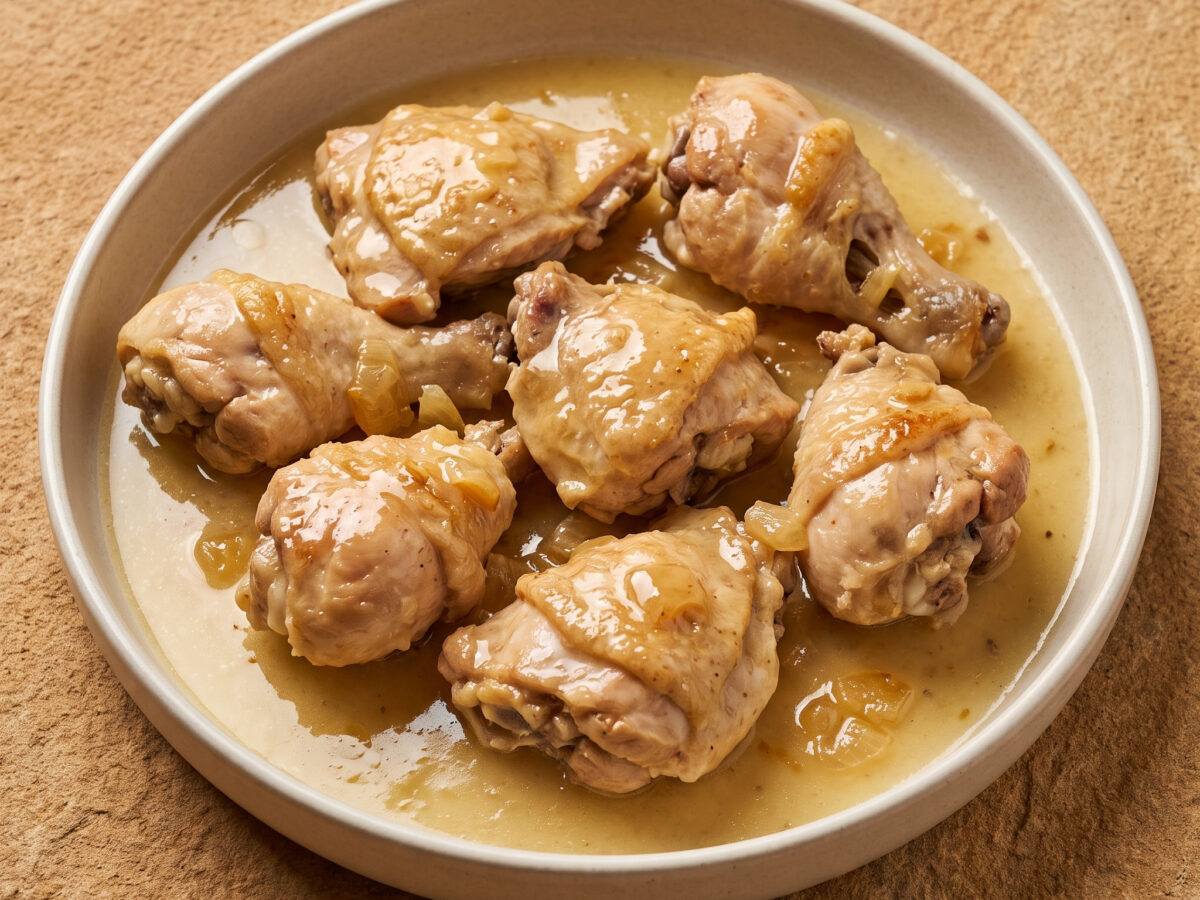 Pollo al vino bianco: zartes Hähnchen im Weißweinsud