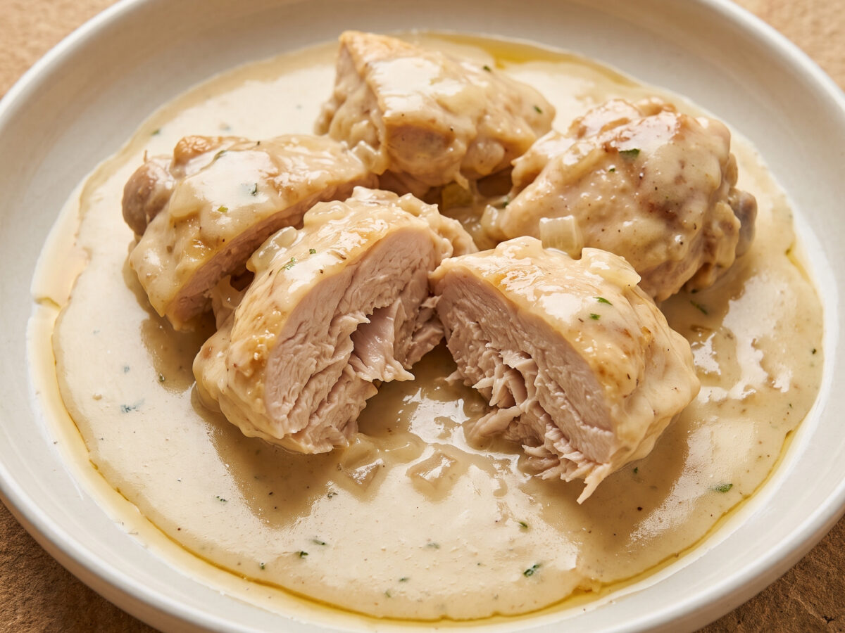 Pollo in fricassea – ligurisches Hähnchen mit Zitronen-Ei-Creme