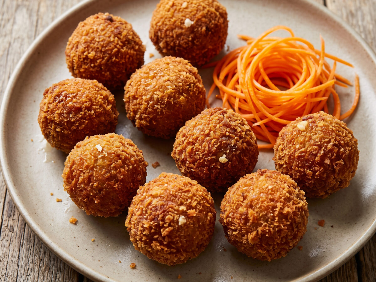 Goldbraune Fischpolpette aus den Marken