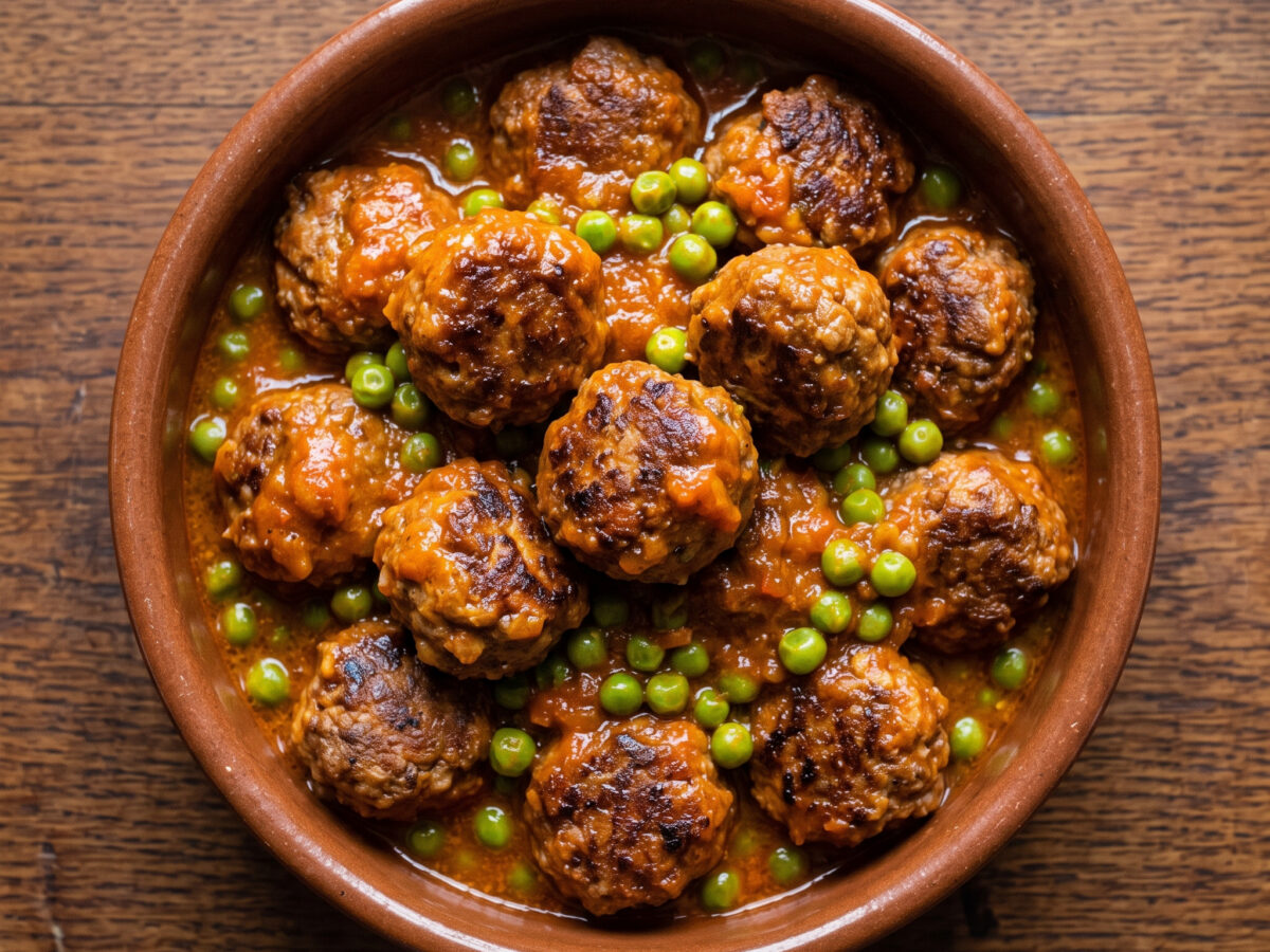 Polpette in umido con i piselli