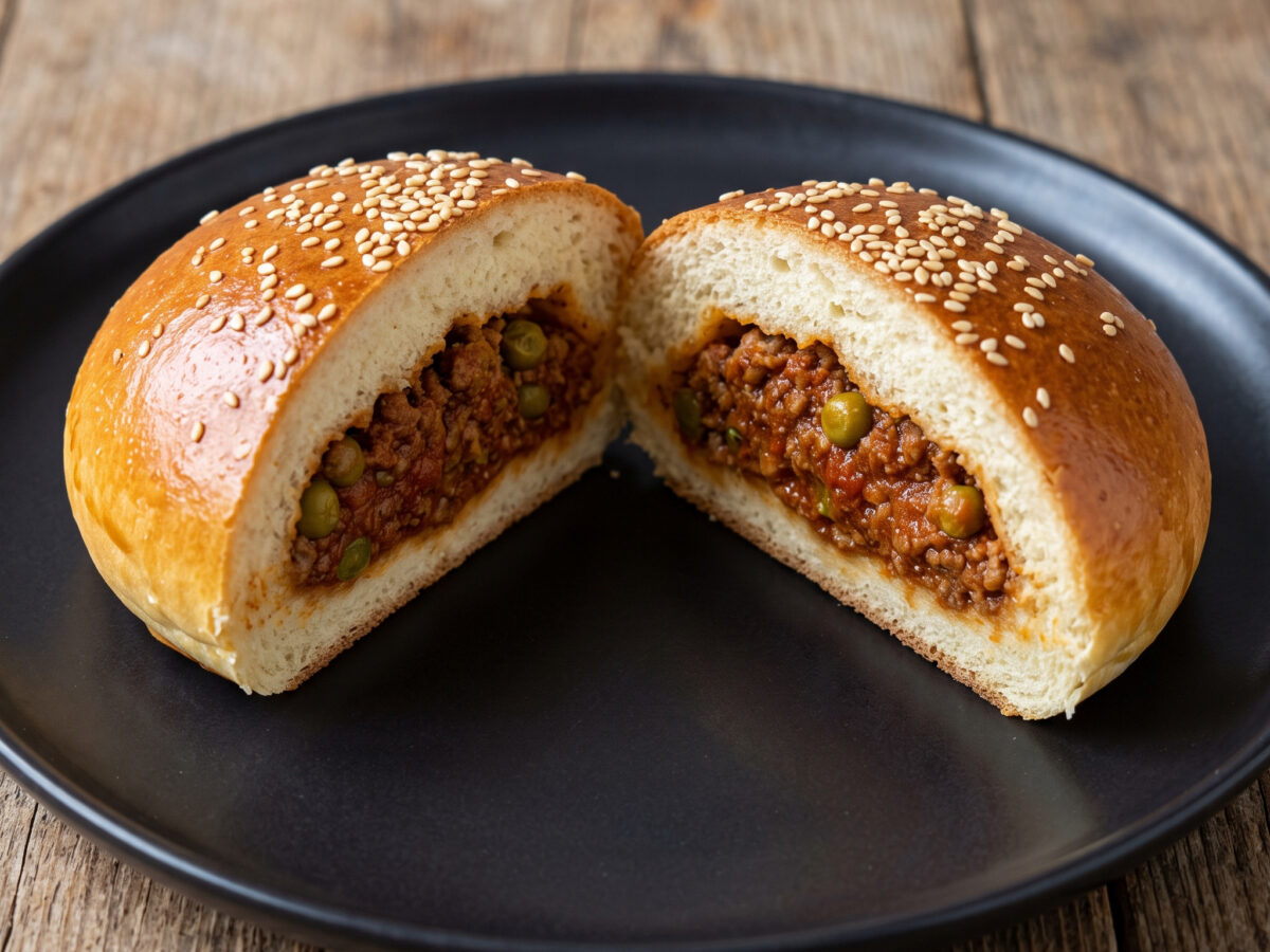 Ravazzata palermitana mit Ragù und Erbsen