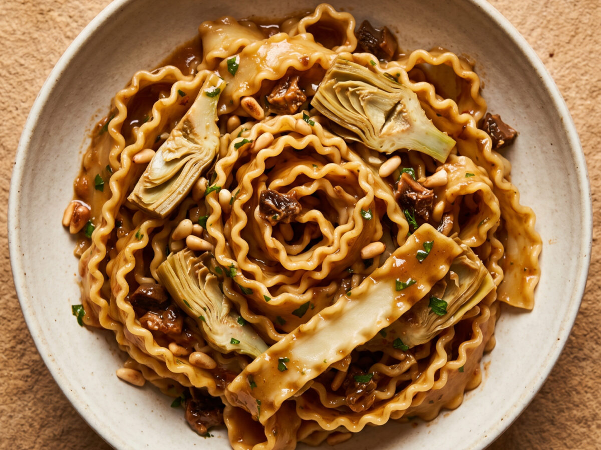 Reginette mit ligurischem Artischockensugo