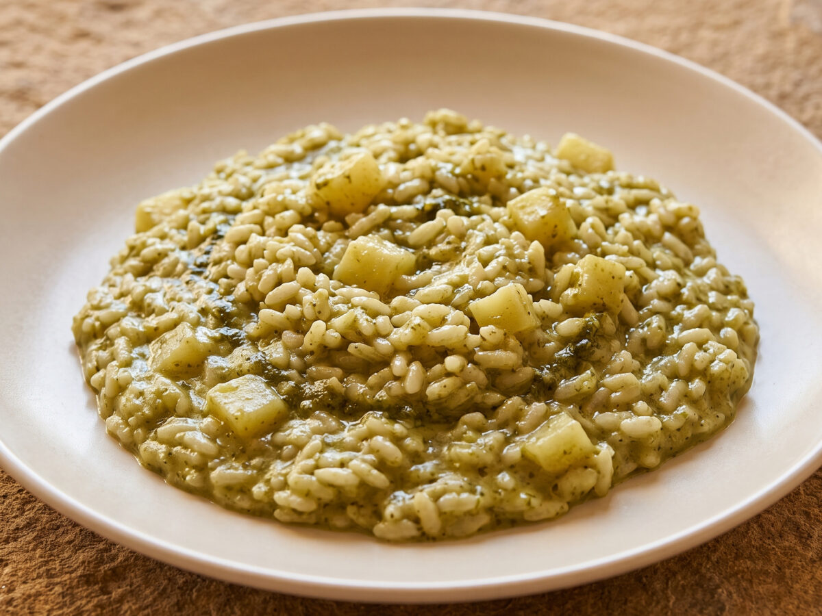Risotto al pesto e patate