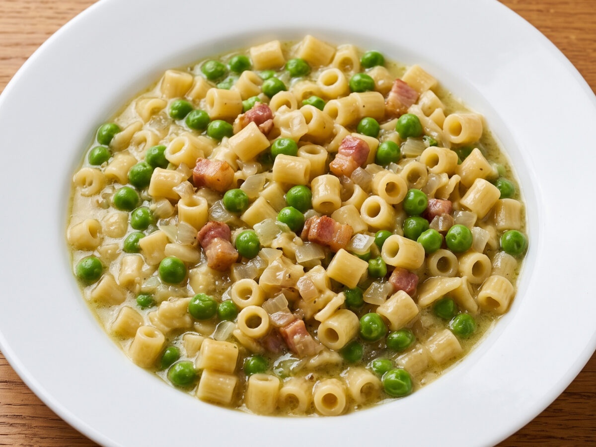 Sämige Pasta e piselli aus Kampanien