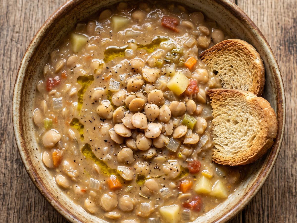 Sämige Platterbsensuppe mit Speck