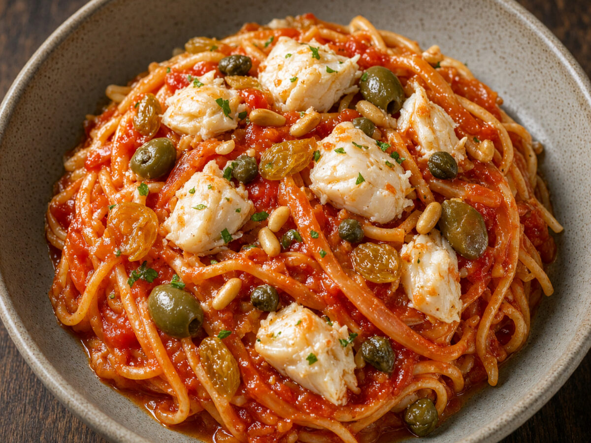 Spaghetti con baccalà alla ghiotta
