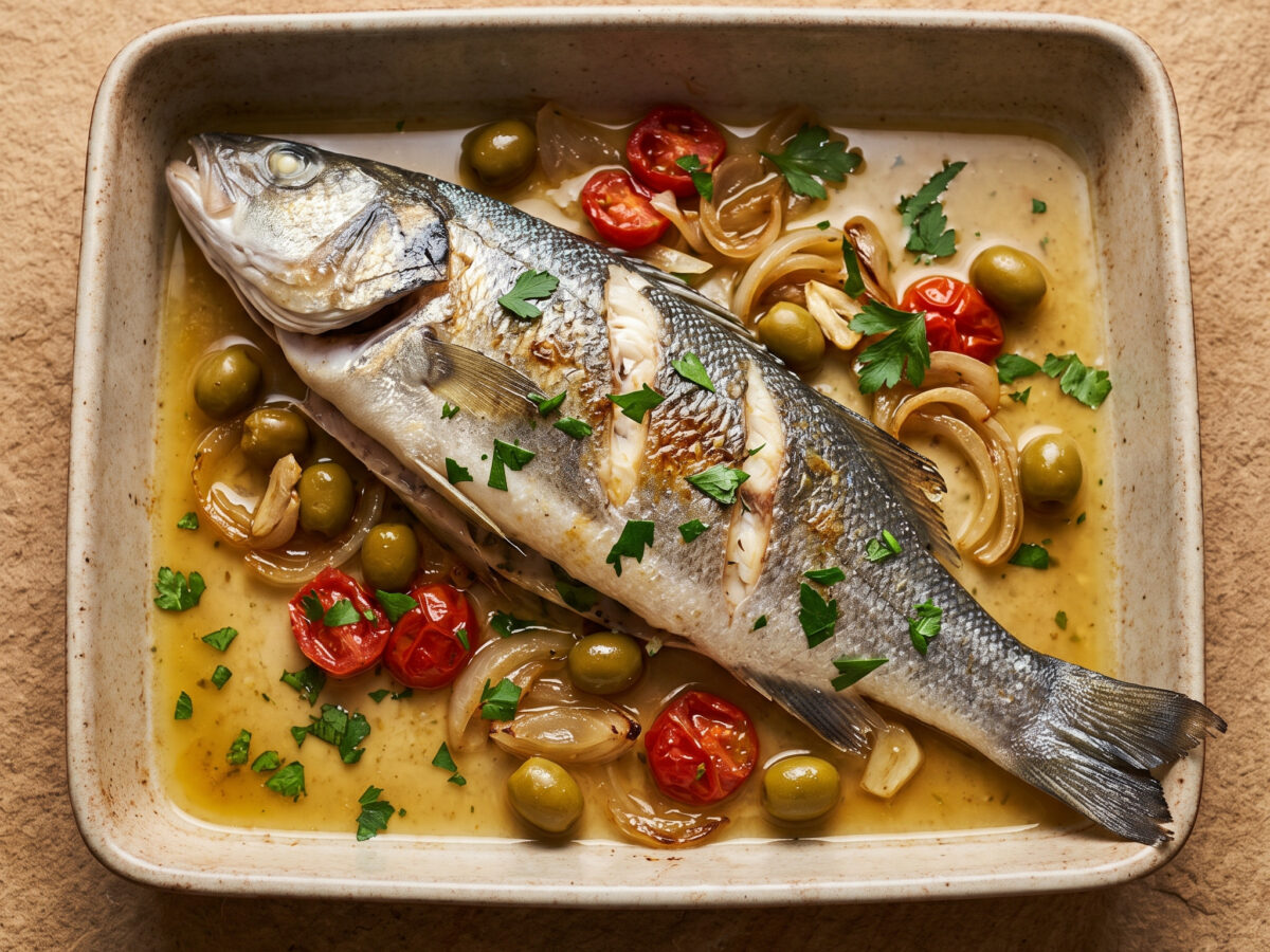 Spigola alla Vernaccia aus Sardinien