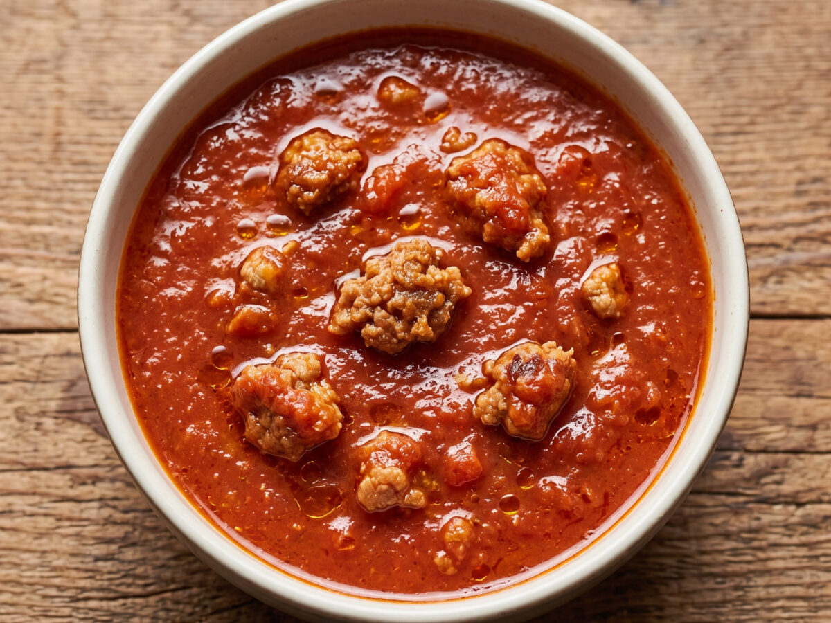 Salsiccia langsam in Tomate geschmort