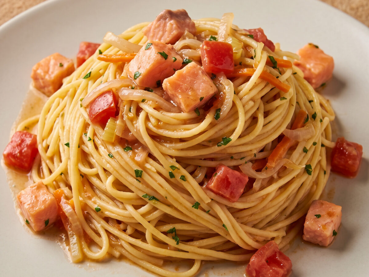 Tagliolini al ragù di trota salmonata